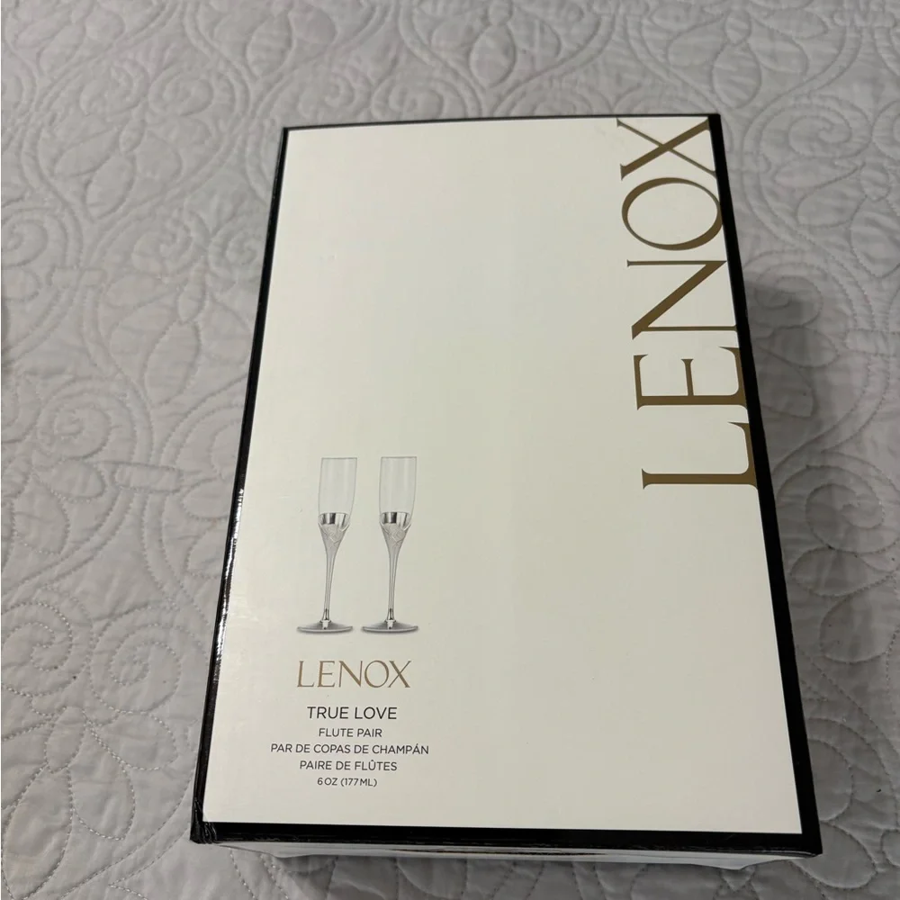 Lenox True Love Glass Flute Pair Clear with Slight Imperfection